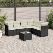 Loungeset 7-delig poly rattan zwart