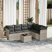 Loungeset 7-delig poly rattan lichtgrijs