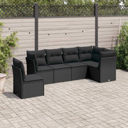 Loungeset 6-delig poly rattan zwart