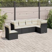 Loungeset 6-delig poly rattan zwart