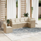 6-delige Loungeset met kussens poly rattan beige beige and cream Zonder tafel