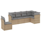 6-Delige Loungeset Met Kussens Poly Rattan Beige en grijs Zonder tafel