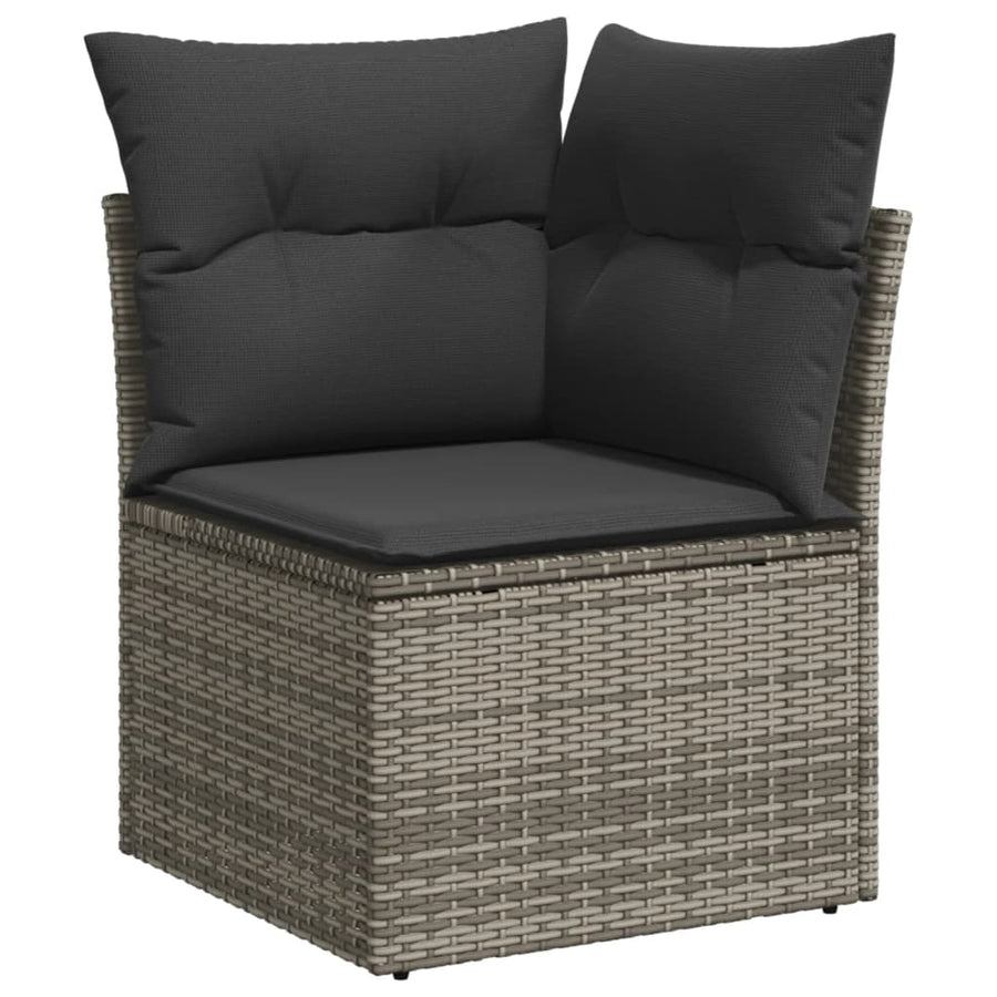 6-delige Loungeset met kussens poly rattan grijs 1 Grijs