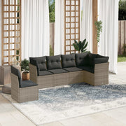 Loungeset poly rattan grijs 6-delig
