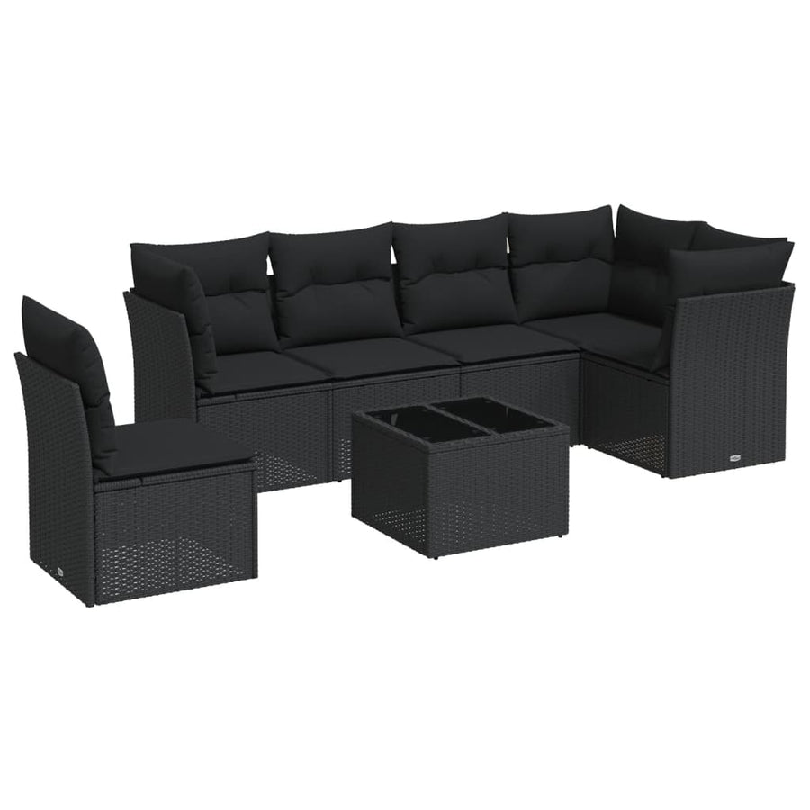 6-delige Loungeset met kussens poly rattan bruin 1 Bruin en crème