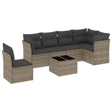 7-delige Loungeset met kussens poly rattan Grijs Met tafel