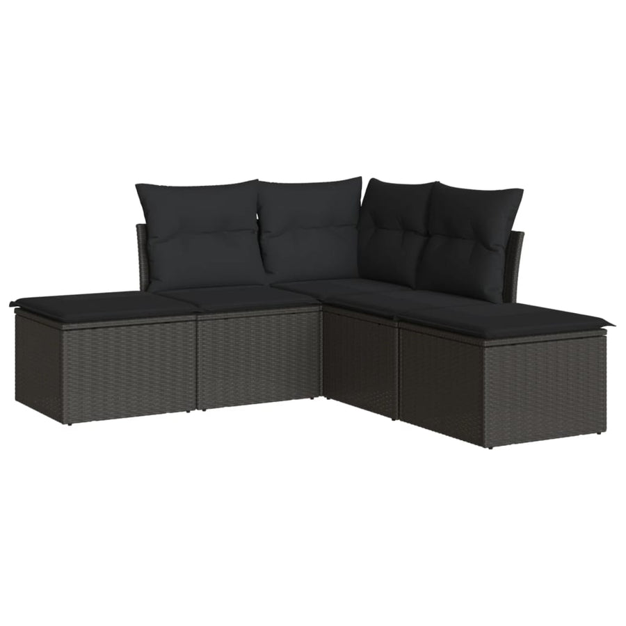 5-Delige Loungeset Met Kussens Poly Rattan Zwart