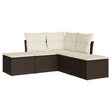5-delige Loungeset met kussens poly rattan Bruin en crème Zonder tafel