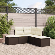 Loungeset 5-delig poly rattan bruin