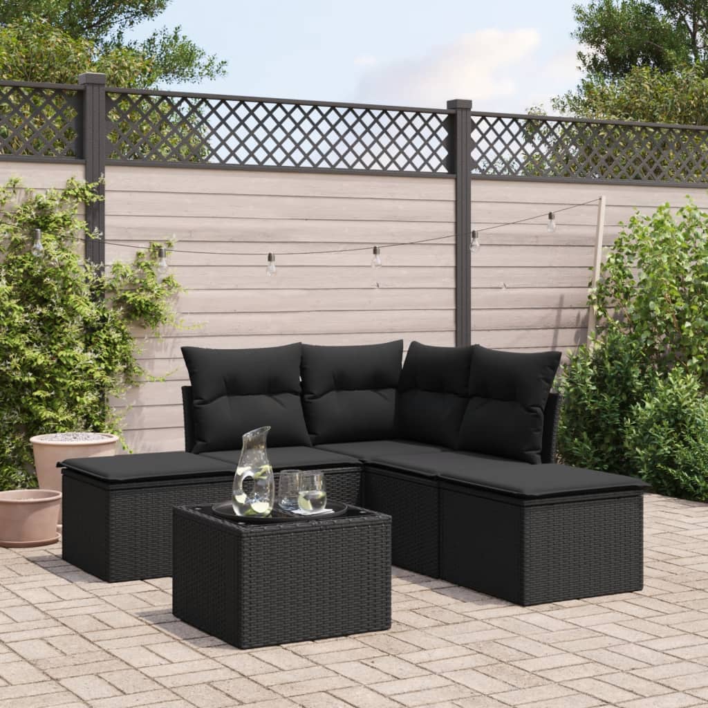6-Delige Loungeset Met Kussens Poly Rattan Zwart