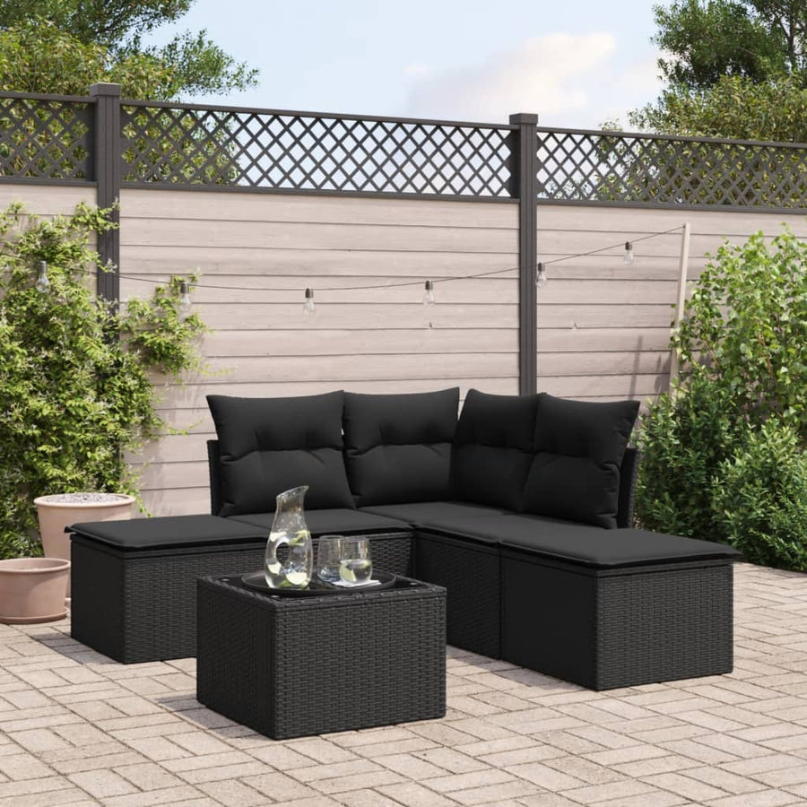 6-Delige Loungeset Met Kussens Poly Rattan Zwart