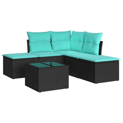 6-Delige Loungeset Met Kussens Poly Rattan Zwart