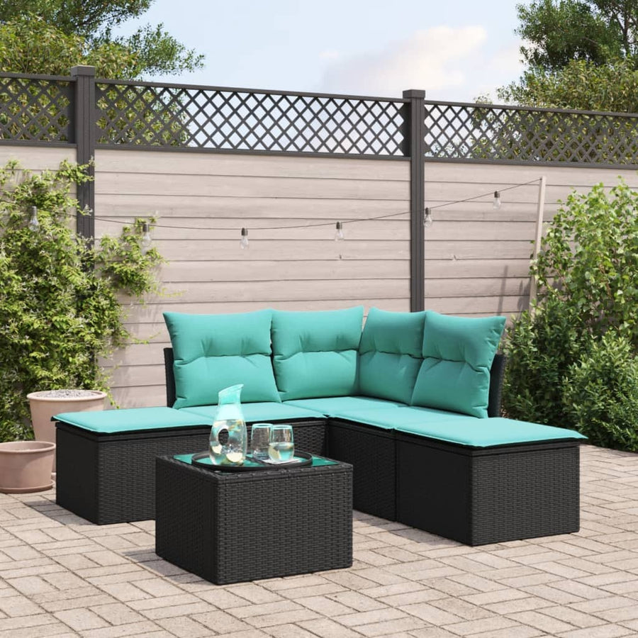 6-Delige Loungeset Met Kussens Poly Rattan Zwart