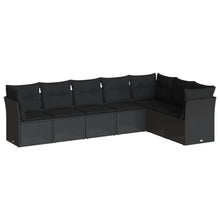 7-Delige Loungeset Met Kussens Poly Rattan Zwart