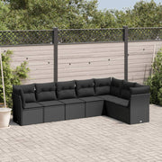 Loungeset 7-delig poly rattan zwart