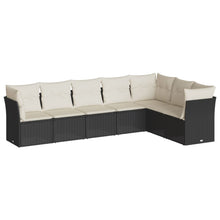 7-Delige Loungeset Met Kussens Poly Rattan Zwart
