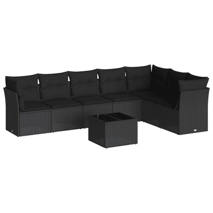 8-Delige Loungeset Met Kussens Poly Rattan Zwart