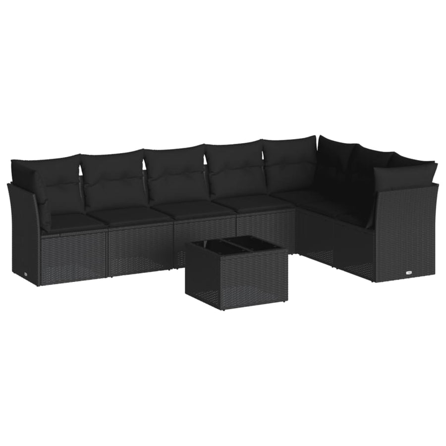 8-Delige Loungeset Met Kussens Poly Rattan Zwart