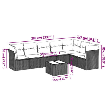8-Delige Loungeset Met Kussens Poly Rattan Zwart