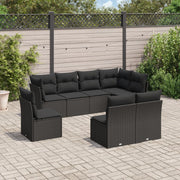 Loungeset 8-delig poly rattan zwart