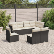 8-piece Lounge Set with Cushions Polyrattan Black
