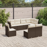 Loungeset 8-delig poly rattan bruin