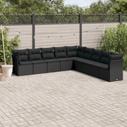 Loungeset 9-delig poly rattan zwart
