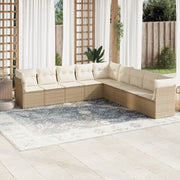 Loungeset 9-delig poly rattan beige