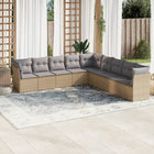 9-delige Loungeset met kussens poly rattan beige Beige en grijs Zonder tafel