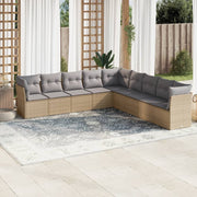 Loungeset 9-delig poly rattan beige