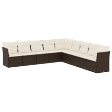 9-Delige Loungeset Met Kussens Poly Rattan Bruin