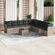 Loungeset 10-delig poly rattan lichtgrijs