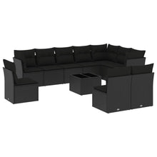-Delige Loungeset Met Kussens Poly Rattan Zwart Met tafel