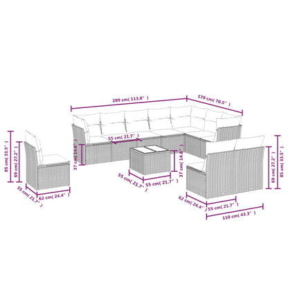 -Delige Loungeset Met Kussens Poly Rattan Zwart Met tafel