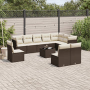 11-Piece Rattan Lounge Set with Cushions Brown