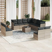 Loungeset 12-delig poly rattan lichtgrijs