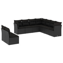9-Delige Loungeset Met Kussens Poly Rattan Zwart