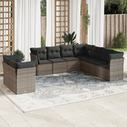 Loungeset 9-delig poly rattan grijs