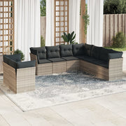 Loungeset 9-delig poly rattan lichtgrijs