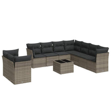 10-Delige Loungeset Met Kussens Poly Rattan Grijs