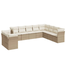 10-Delige Loungeset Met Kussens Poly Rattan Beige