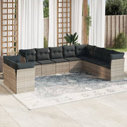 Loungeset 10-delig poly rattan lichtgrijs