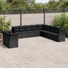 11-Delige Loungeset Met Kussens Poly Rattan Zwart