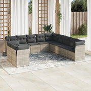 Loungeset 11-delig poly rattan lichtgrijs