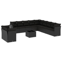 12-Delige Loungeset Met Kussens Poly Rattan Zwart
