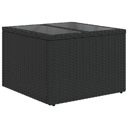 2-delige Loungeset met kussens poly rattan Zwart en crème Met tafel