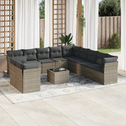 12-piece lounge set with cushions poly rattan grey