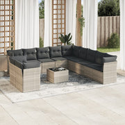 12-piece Lounge Set with Cushions Poly Rattan Light Grey
