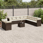 Loungeset poly rattan bruin 12-delig