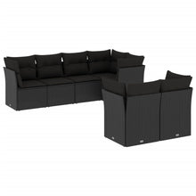 7-Delige Loungeset Met Kussens Poly Rattan Zwart